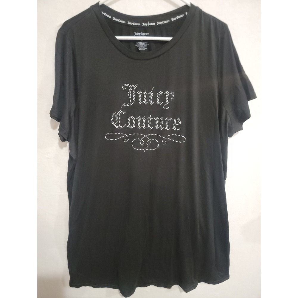Juicy Couture Plus‎ Size 1X Black Rhinestone Sleep Shirt Nightgown Pajama Dress